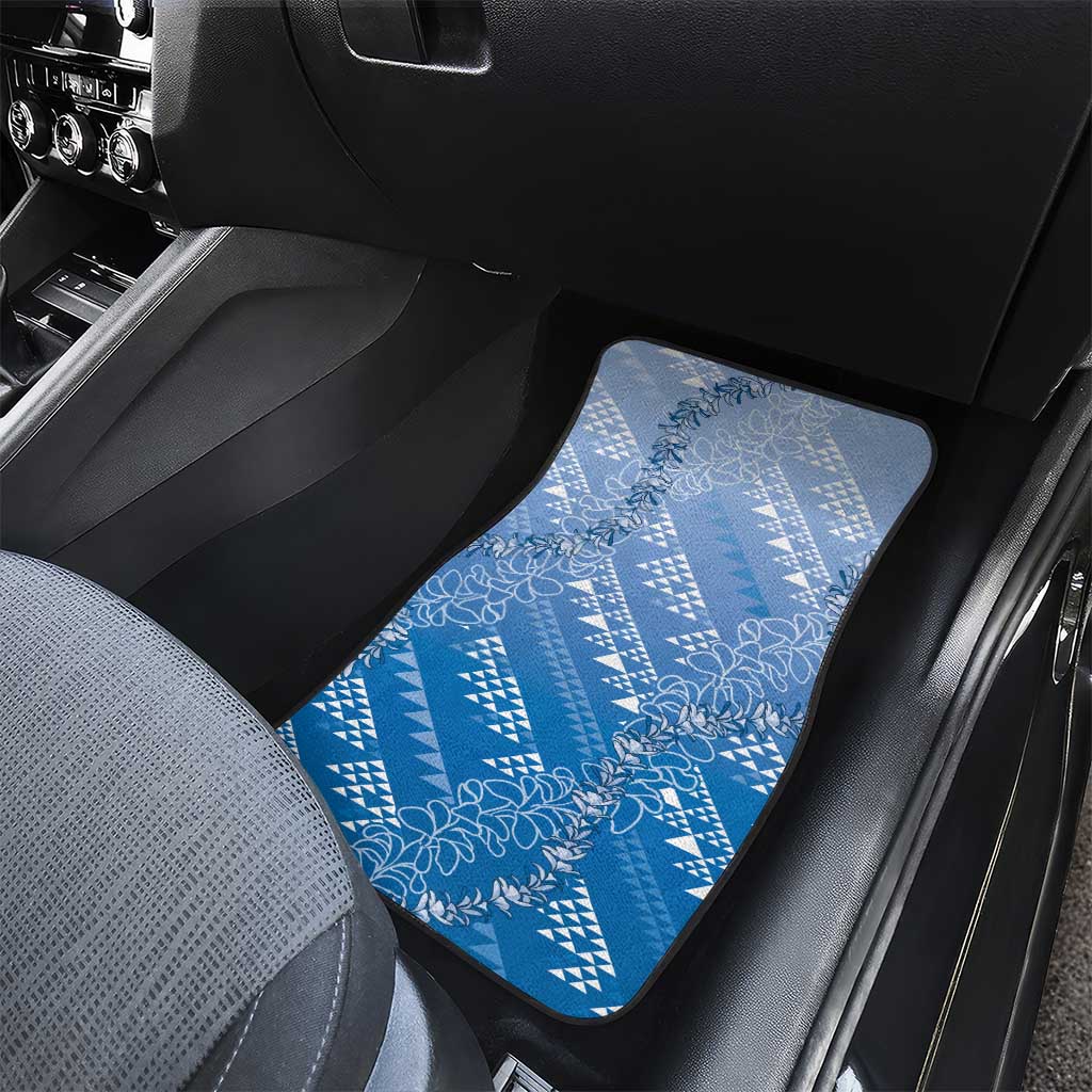 Hawaii Royal Blue Kapa Car Mats Vintage 'Ohe Kāpala Motifs Mix Plumeria Leis