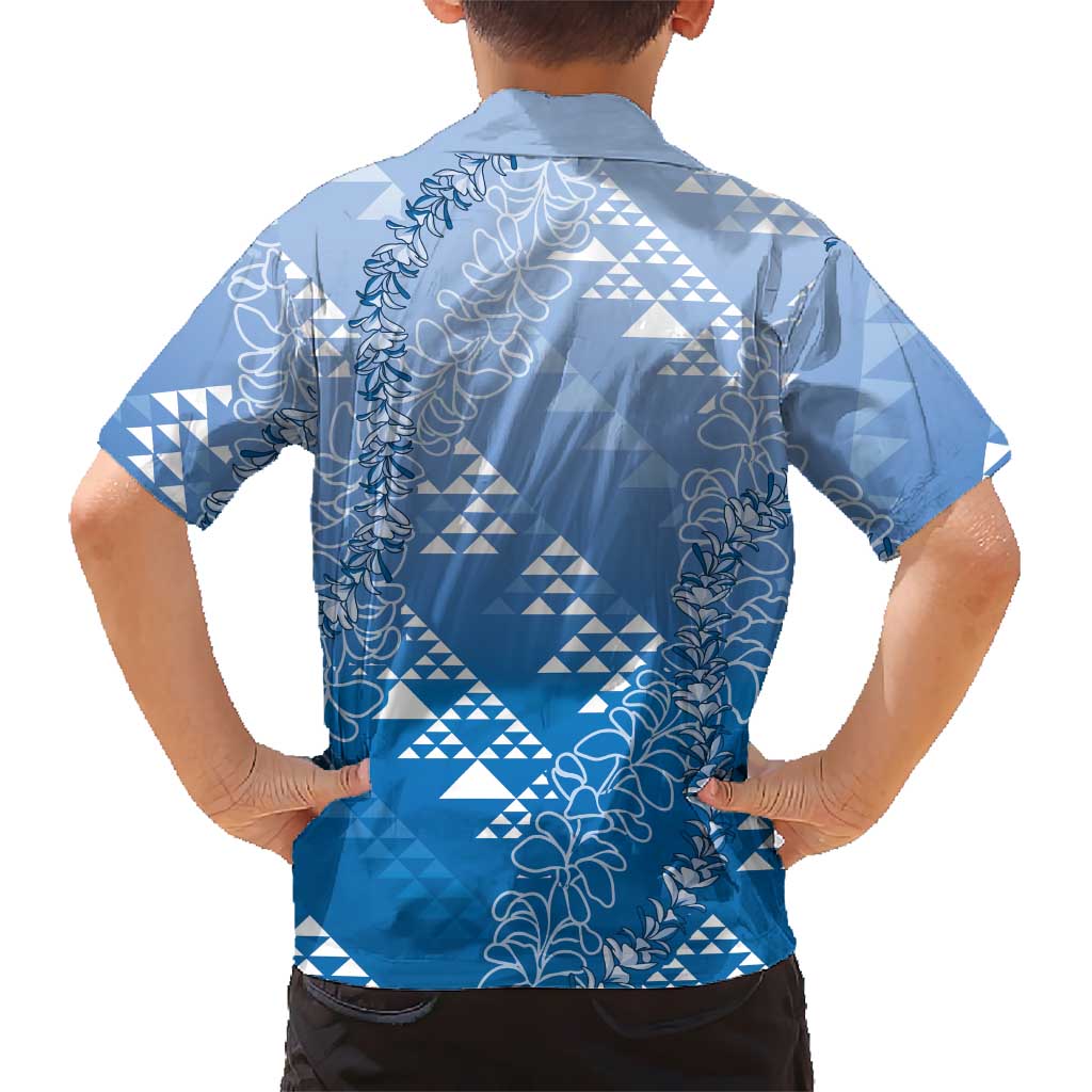 Hawaii Royal Blue Kapa Family Matching Mermaid Dress and Hawaiian Shirt Vintage 'Ohe Kāpala Motifs Mix Plumeria Leis LT7 - Polynesian Pride