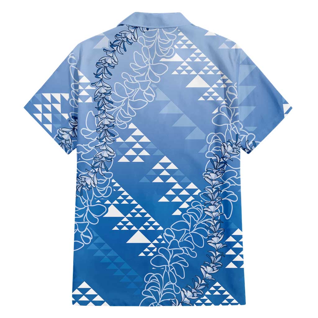 Hawaii Royal Blue Kapa Family Matching Mermaid Dress and Hawaiian Shirt Vintage 'Ohe Kāpala Motifs Mix Plumeria Leis LT7 - Polynesian Pride