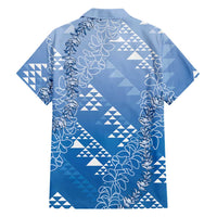 Hawaii Royal Blue Kapa Family Matching Mermaid Dress and Hawaiian Shirt Vintage 'Ohe Kāpala Motifs Mix Plumeria Leis LT7 - Polynesian Pride