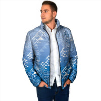Hawaii Royal Blue Kapa Padded Jacket Vintage 'Ohe Kāpala Motifs Mix Plumeria Leis LT7 - Polynesian Pride