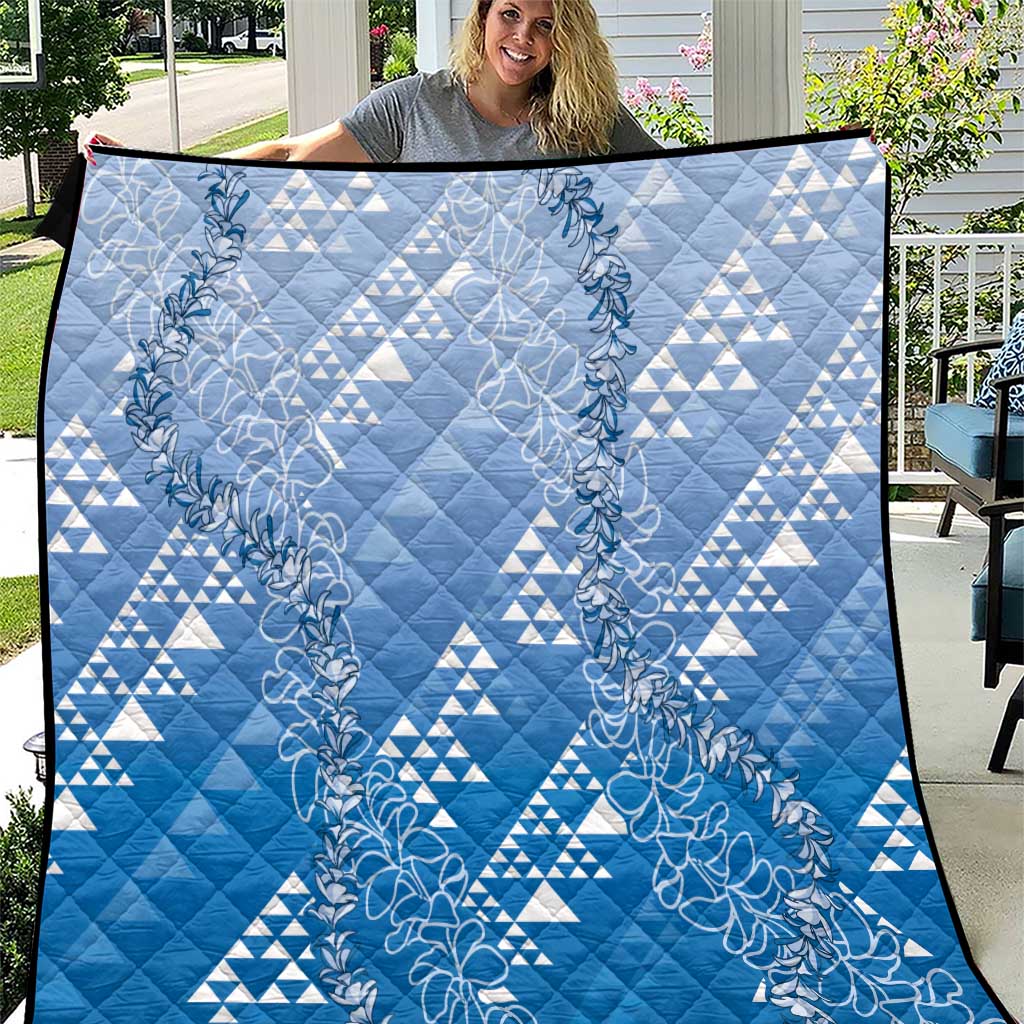 Hawaii Royal Blue Kapa Quilt Vintage 'Ohe Kāpala Motifs Mix Plumeria Leis LT7 Royal Blue - Polynesian Pride
