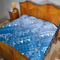 Hawaii Royal Blue Kapa Quilt Vintage 'Ohe Kāpala Motifs Mix Plumeria Leis LT7 - Polynesian Pride