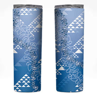 Hawaii Royal Blue Kapa Skinny Tumbler Vintage 'Ohe Kāpala Motifs Mix Plumeria Leis LT7 Royal Blue - Polynesian Pride