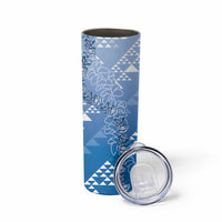 Hawaii Royal Blue Kapa Skinny Tumbler Vintage 'Ohe Kāpala Motifs Mix Plumeria Leis LT7 - Polynesian Pride
