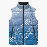 Hawaii Royal Blue Kapa Sleeveless Puffer Jacket Vintage 'Ohe Kāpala Motifs Mix Plumeria Leis LT7 Unisex Royal Blue - Polynesian Pride