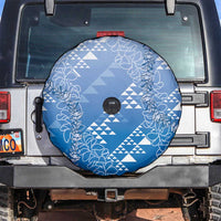 Hawaii Royal Blue Kapa Spare Tire Cover Vintage 'Ohe Kāpala Motifs Mix Plumeria Leis