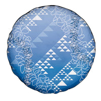 Hawaii Royal Blue Kapa Spare Tire Cover Vintage 'Ohe Kāpala Motifs Mix Plumeria Leis