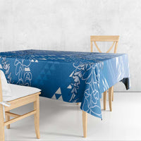 Hawaii Royal Blue Kapa Tablecloth Vintage 'Ohe Kāpala Motifs Mix Plumeria Leis
