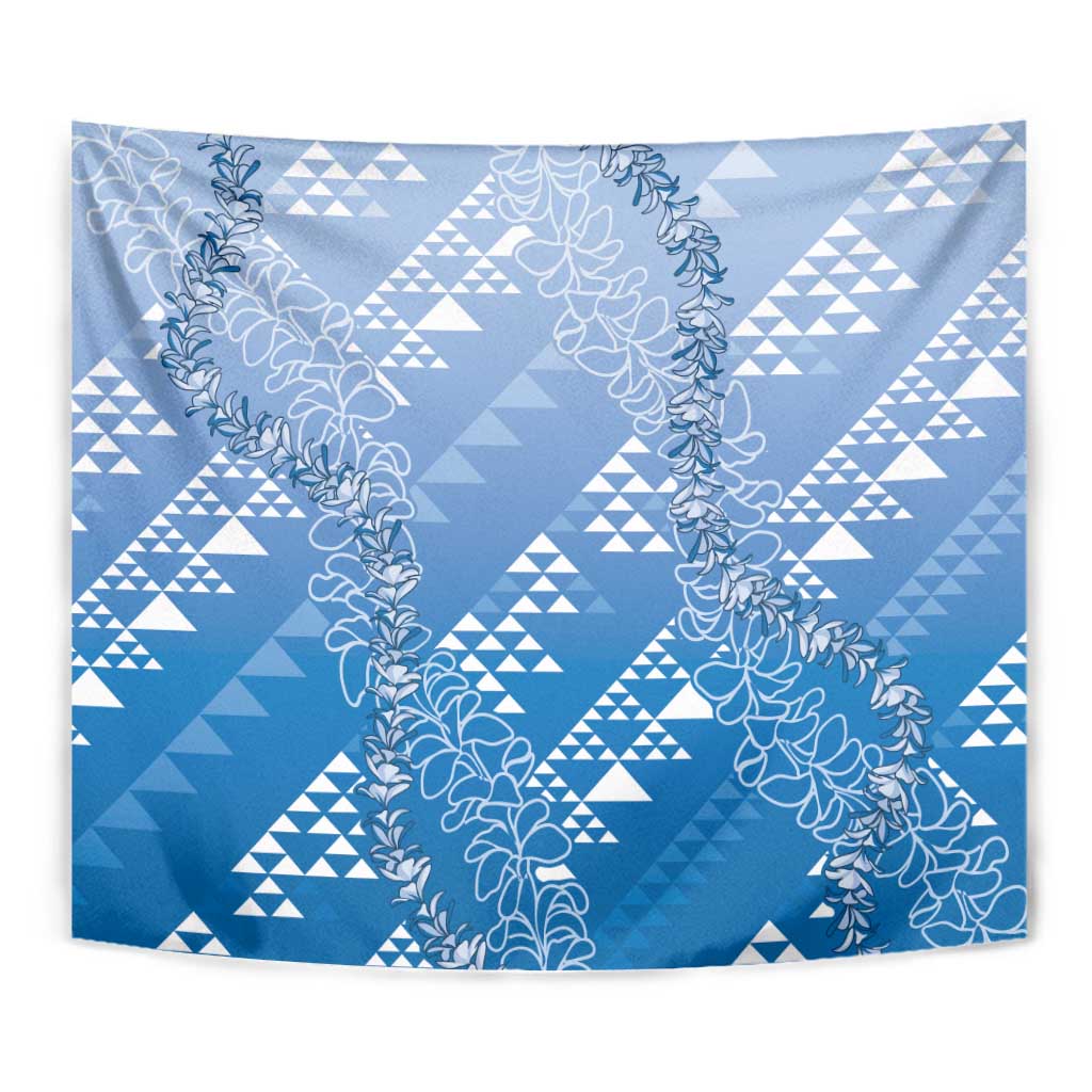 Hawaii Royal Blue Kapa Tapestry Vintage 'Ohe Kāpala Motifs Mix Plumeria Leis LT7 - Polynesian Pride