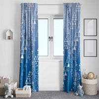 Hawaii Royal Blue Kapa Window Curtain Vintage 'Ohe Kāpala Motifs Mix Plumeria Leis