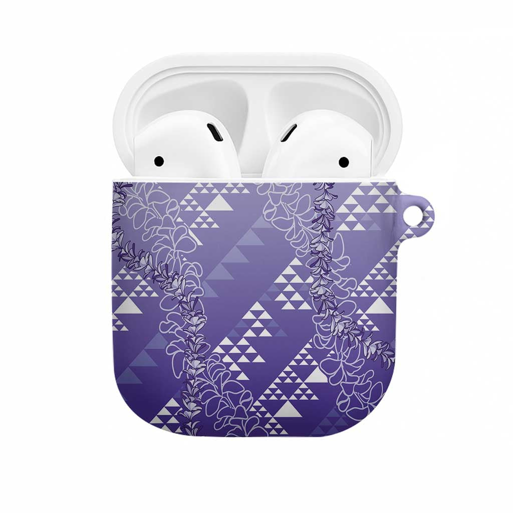 Hawaii Lavender Kapa AirPods Case Vintage 'Ohe Kāpala Motifs Mix Plumeria Leis LT7 Lavender - Polynesian Pride