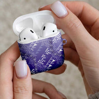 Hawaii Lavender Kapa AirPods Case Vintage 'Ohe Kāpala Motifs Mix Plumeria Leis LT7 - Polynesian Pride