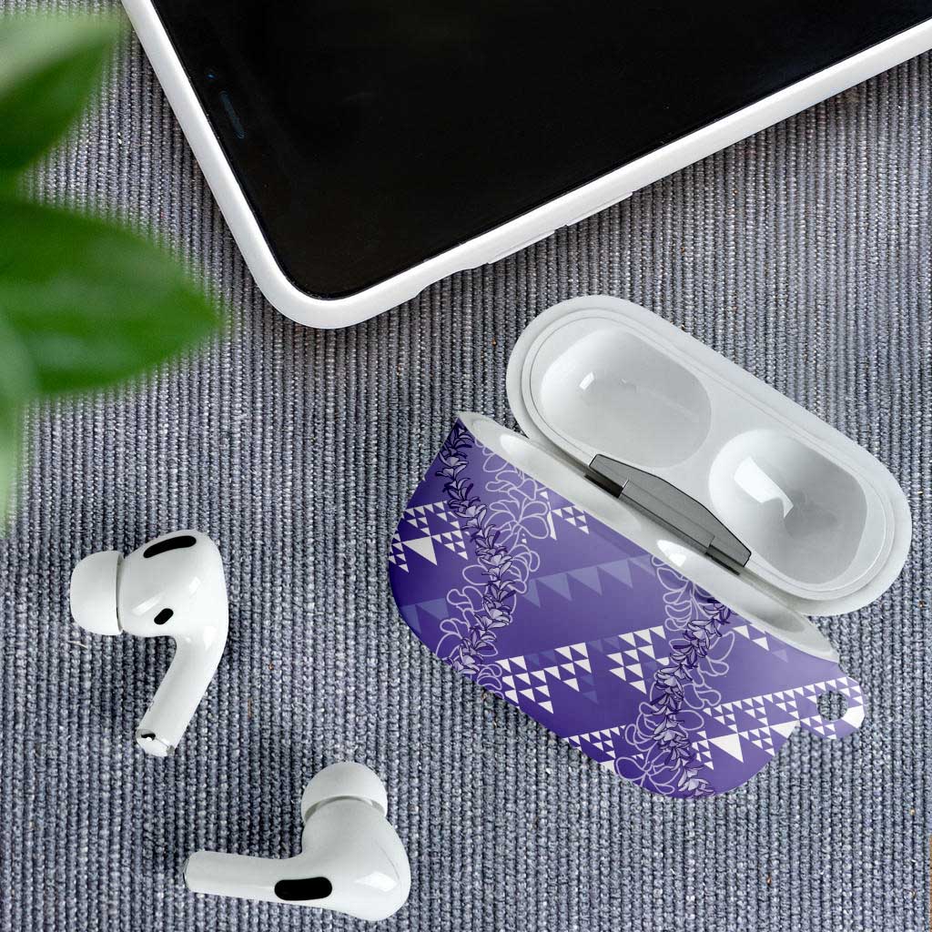 Hawaii Lavender Kapa AirPods Case Vintage 'Ohe Kāpala Motifs Mix Plumeria Leis LT7 - Polynesian Pride