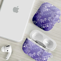 Hawaii Lavender Kapa AirPods Case Vintage 'Ohe Kāpala Motifs Mix Plumeria Leis LT7 - Polynesian Pride
