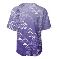 Hawaii Lavender Kapa Baseball Jersey Vintage 'Ohe Kāpala Motifs Mix Plumeria Leis LT7 - Polynesian Pride