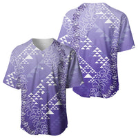 Hawaii Lavender Kapa Baseball Jersey Vintage 'Ohe Kāpala Motifs Mix Plumeria Leis LT7 - Polynesian Pride