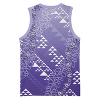 Hawaii Lavender Kapa Basketball Jersey Vintage 'Ohe Kāpala Motifs Mix Plumeria Leis