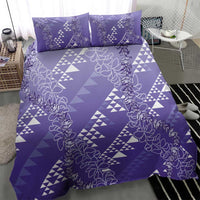 Hawaii Lavender Kapa Bedding Set Vintage 'Ohe Kāpala Motifs Mix Plumeria Leis LT7 - Polynesian Pride