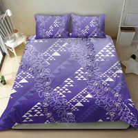 Hawaii Lavender Kapa Bedding Set Vintage 'Ohe Kāpala Motifs Mix Plumeria Leis LT7 - Polynesian Pride