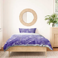 Hawaii Lavender Kapa Bedding Set Vintage 'Ohe Kāpala Motifs Mix Plumeria Leis LT7 - Polynesian Pride