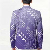 Hawaii Lavender Kapa Blazer Vintage 'Ohe Kāpala Motifs Mix Plumeria Leis