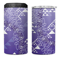Hawaii Lavender Kapa 4 in 1 Can Cooler Tumbler Vintage 'Ohe Kāpala Motifs Mix Plumeria Leis