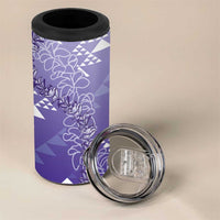 Hawaii Lavender Kapa 4 in 1 Can Cooler Tumbler Vintage 'Ohe Kāpala Motifs Mix Plumeria Leis