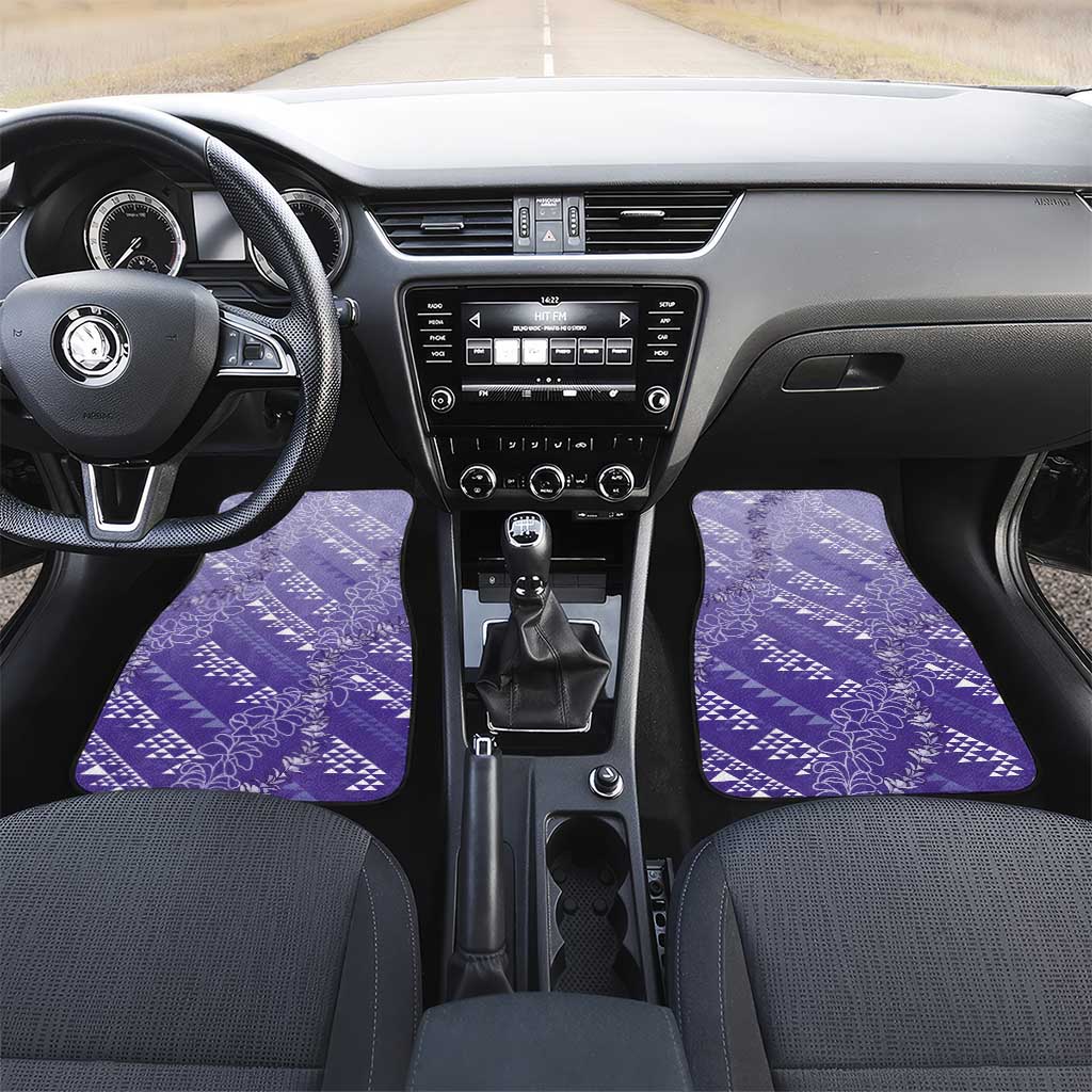 Hawaii Lavender Kapa Car Mats Vintage 'Ohe Kāpala Motifs Mix Plumeria Leis