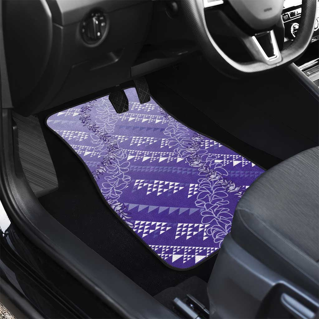 Hawaii Lavender Kapa Car Mats Vintage 'Ohe Kāpala Motifs Mix Plumeria Leis