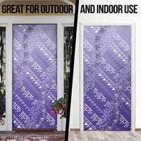 Hawaii Lavender Kapa Door Cover Vintage 'Ohe Kāpala Motifs Mix Plumeria Leis