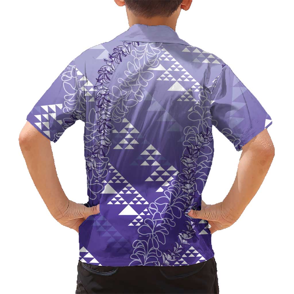 Hawaii Lavender Kapa Family Matching Short Sleeve Bodycon Dress and Hawaiian Shirt Vintage 'Ohe Kāpala Motifs Mix Plumeria Leis LT7 - Polynesian Pride