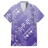Hawaii Lavender Kapa Family Matching Short Sleeve Bodycon Dress and Hawaiian Shirt Vintage 'Ohe Kāpala Motifs Mix Plumeria Leis LT7 Dad's Shirt - Short Sleeve Lavender - Polynesian Pride