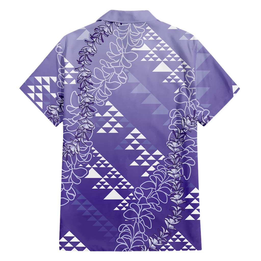 Hawaii Lavender Kapa Family Matching Short Sleeve Bodycon Dress and Hawaiian Shirt Vintage 'Ohe Kāpala Motifs Mix Plumeria Leis LT7 - Polynesian Pride