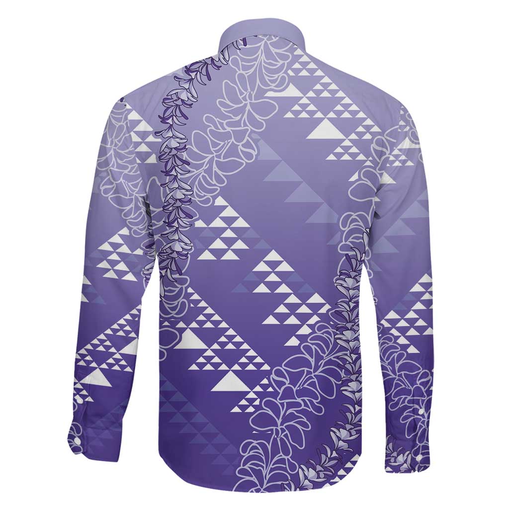 Hawaii Lavender Kapa Family Matching Short Sleeve Bodycon Dress and Hawaiian Shirt Vintage 'Ohe Kāpala Motifs Mix Plumeria Leis LT7 - Polynesian Pride