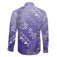 Hawaii Lavender Kapa Family Matching Short Sleeve Bodycon Dress and Hawaiian Shirt Vintage 'Ohe Kāpala Motifs Mix Plumeria Leis LT7 - Polynesian Pride