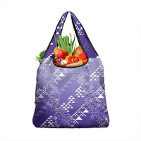 Hawaii Lavender Kapa Grocery Bag Vintage 'Ohe Kāpala Motifs Mix Plumeria Leis LT7 1-pack One Size Lavender - Polynesian Pride