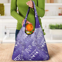 Hawaii Lavender Kapa Grocery Bag Vintage 'Ohe Kāpala Motifs Mix Plumeria Leis LT7 - Polynesian Pride