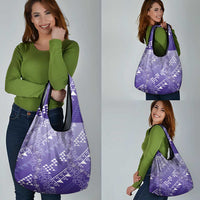Hawaii Lavender Kapa Grocery Bag Vintage 'Ohe Kāpala Motifs Mix Plumeria Leis LT7 - Polynesian Pride