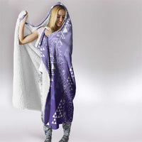 Hawaii Lavender Kapa Hooded Blanket Vintage 'Ohe Kāpala Motifs Mix Plumeria Leis