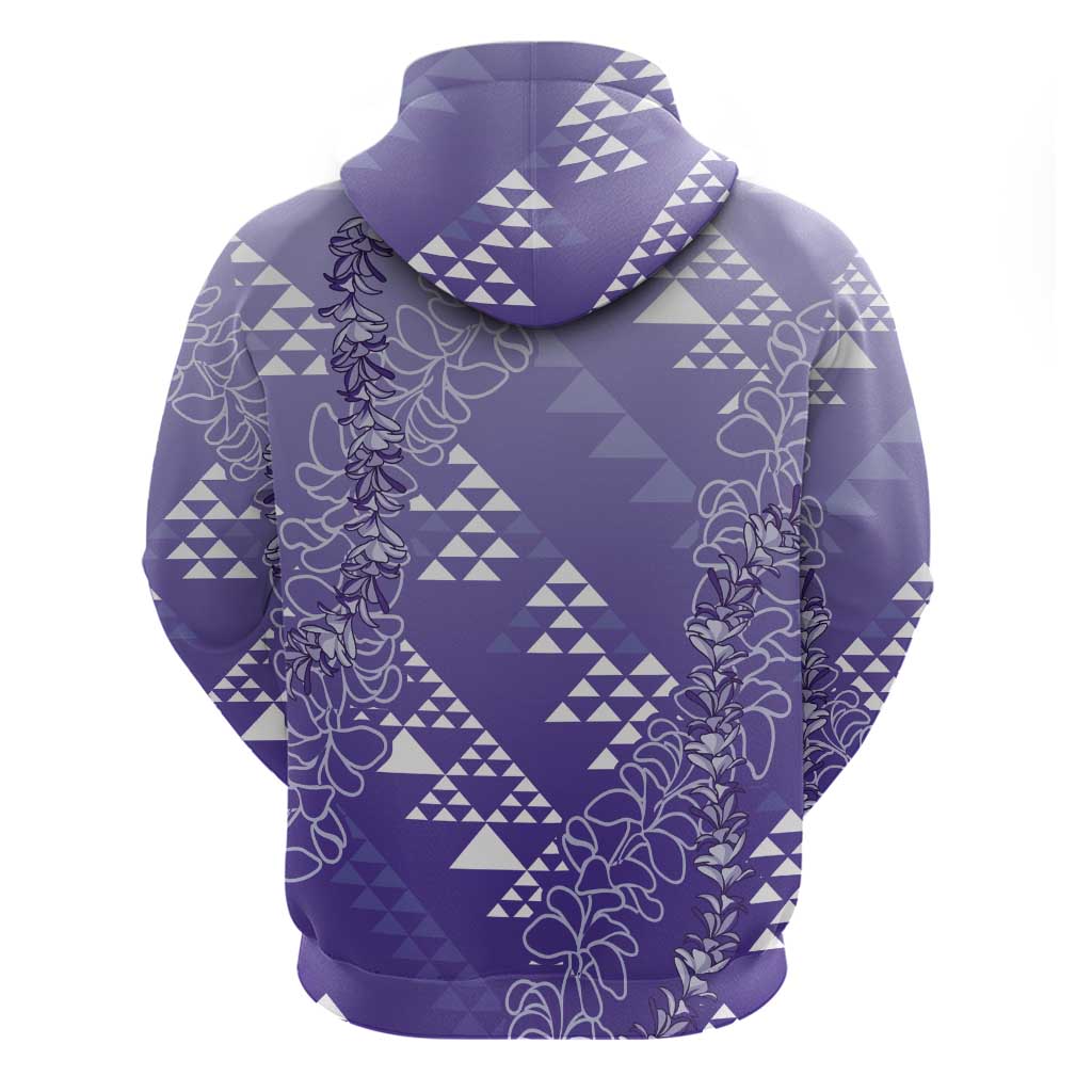 Hawaii Lavender Kapa Hoodie Vintage 'Ohe Kāpala Motifs Mix Plumeria Leis