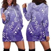 Hawaii Lavender Kapa Hoodie Dress Vintage 'Ohe Kāpala Motifs Mix Plumeria Leis