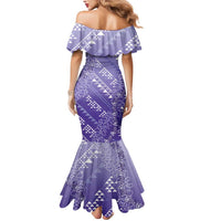 Hawaii Lavender Kapa Mermaid Dress Vintage 'Ohe Kāpala Motifs Mix Plumeria Leis