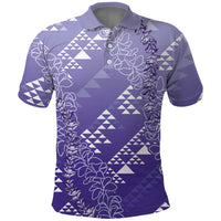 Hawaii Lavender Kapa Polo Shirt Vintage 'Ohe Kāpala Motifs Mix Plumeria Leis LT7 Lavender - Polynesian Pride