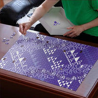Hawaii Lavender Kapa Puzzle Vintage 'Ohe Kāpala Motifs Mix Plumeria Leis
