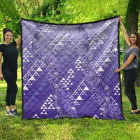 Hawaii Lavender Kapa Quilt Vintage 'Ohe Kāpala Motifs Mix Plumeria Leis