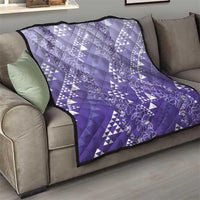 Hawaii Lavender Kapa Quilt Vintage 'Ohe Kāpala Motifs Mix Plumeria Leis