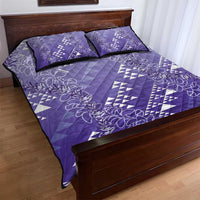 Hawaii Lavender Kapa Quilt Bed Set Vintage 'Ohe Kāpala Motifs Mix Plumeria Leis