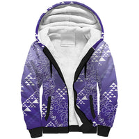 Hawaii Lavender Kapa Sherpa Hoodie Vintage 'Ohe Kāpala Motifs Mix Plumeria Leis