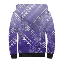 Hawaii Lavender Kapa Sherpa Hoodie Vintage 'Ohe Kāpala Motifs Mix Plumeria Leis